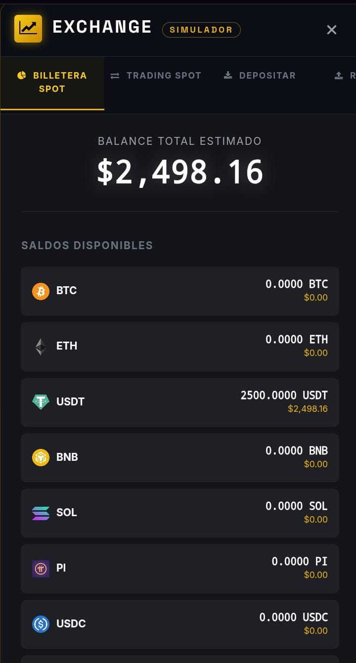 Simulador Exchange Pantalla 1