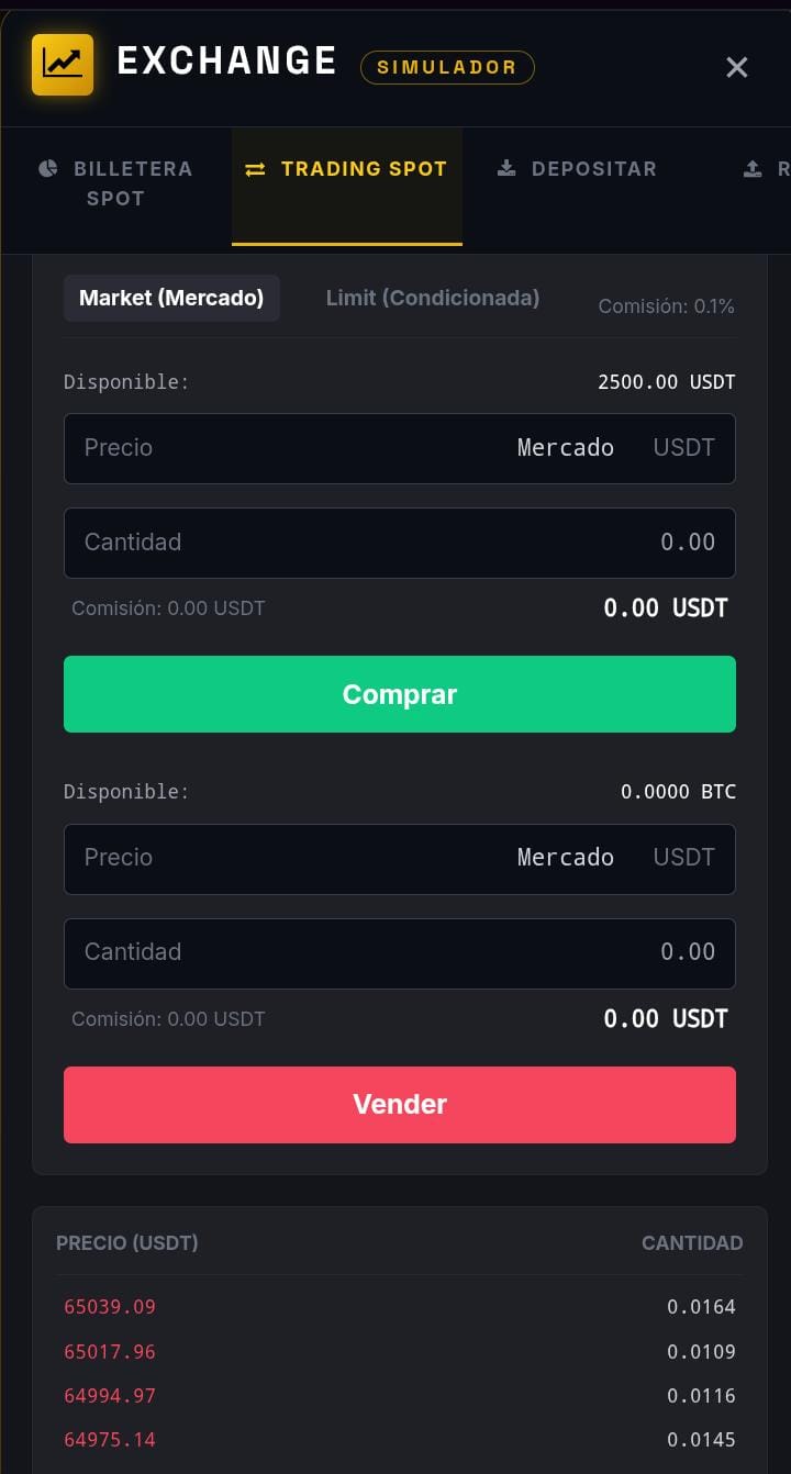 Simulador Exchange Pantalla 3